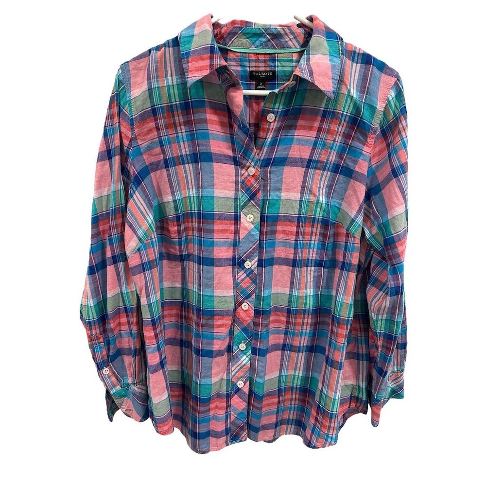 Talbots Plus Women's Plaid‎ Button-Up Shirt Multicolor Size X